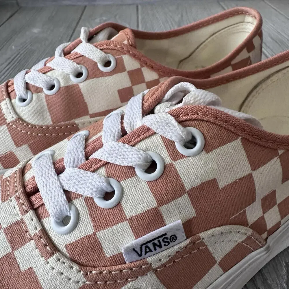 Vans Authentic Platform Sneakers Tan Checker Pixel Low Top Womens 7.5 Stacked - Picture 9 of 11